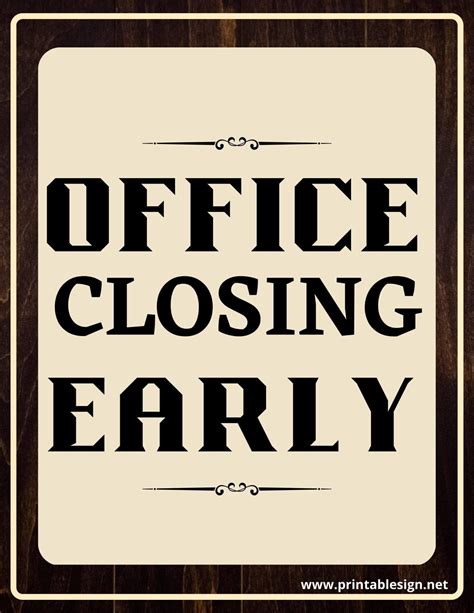 Office Closing Early Sign | FREE Download