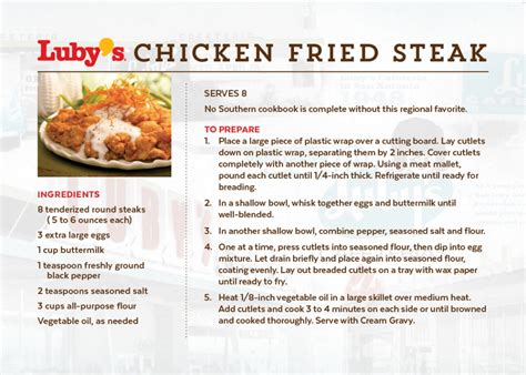 Luby's Recipes - Luby’s | Recipes, Chicken fried steak, Salad dressing ...