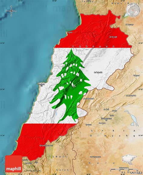 Lebanon Flag Map