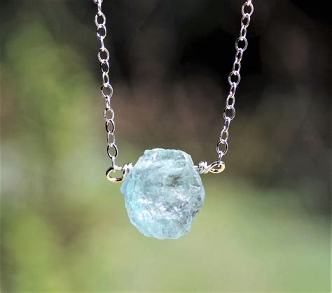 Aquamarine Necklace Raw Aquamarine Necklace Aquamarine - Etsy