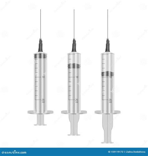 Realistic Syringe 20 Ml with Hypodermic Needles on White Background, Medical Single Use Syringes ...