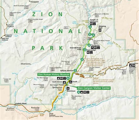 Zion Riverside Walk - Hiking Trail, Length & Map, Zion National Park Utah