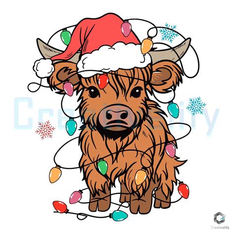 Free Santa Cow Christmas SVG Merry Xmas String Light File - CreativeLify