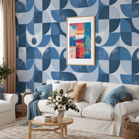 Home & Living Wallpaper Abstract Wall Art 1970s Vintage Geometric ...