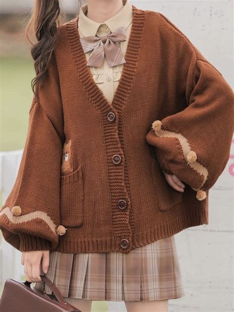 Introduce an eye-catching cardigan to your adorable wardrobe. This Brown Bear Cardigan will turn ...