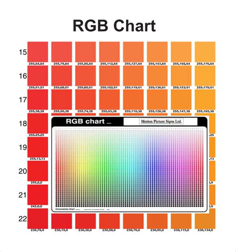 7 Useful Sample RGB Color Chart Templates to Download | Sample Templates