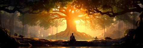 Premium AI Image | meditating under a huge bodhi tree which symbolizes ...