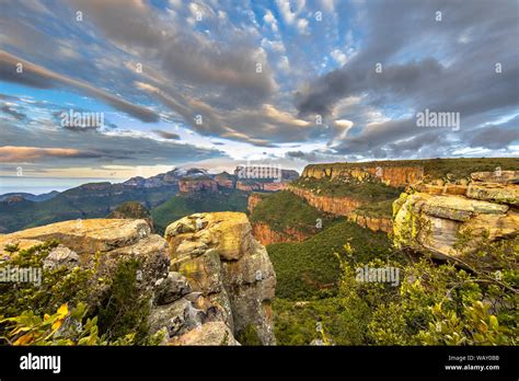 Blyde river Canyon panorama from viewpoint over panoramic scenery of ...