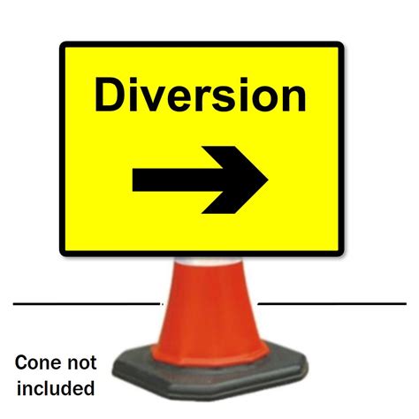 Diversion Right Reflective Traffic Cone Sign