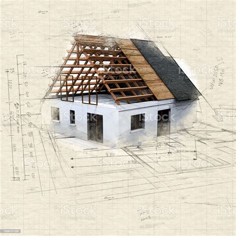 House In Construction And Blueprints 2 Stock Illustration - Download Image Now - Construction ...