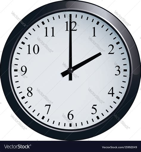 Wall clock set at 2 o clock Royalty Free Vector Image