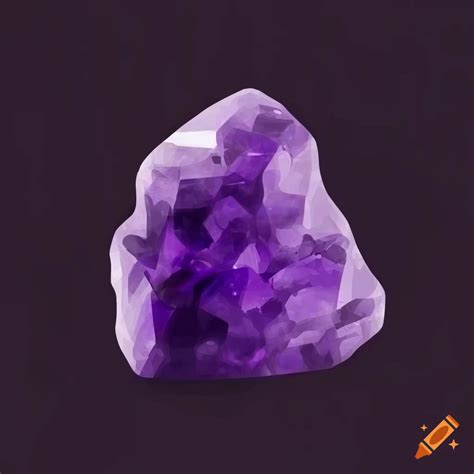 Clipart of an amethyst rough stone on solid background on Craiyon