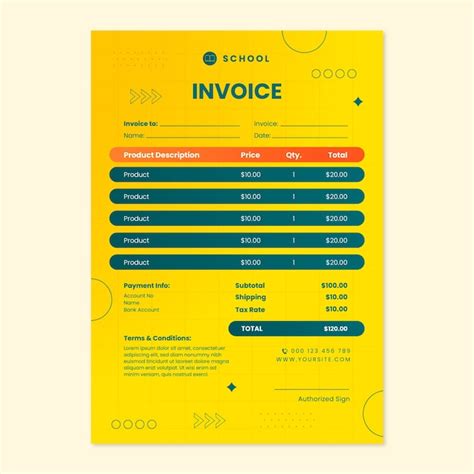 Free Vector | Gradient private school invoice template