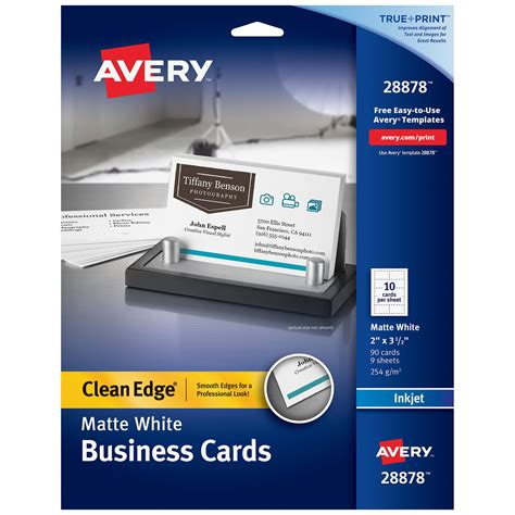 Avery 28878 True Print 2" x 3 1/2" Matte White Clean Edge Two-Sided ...