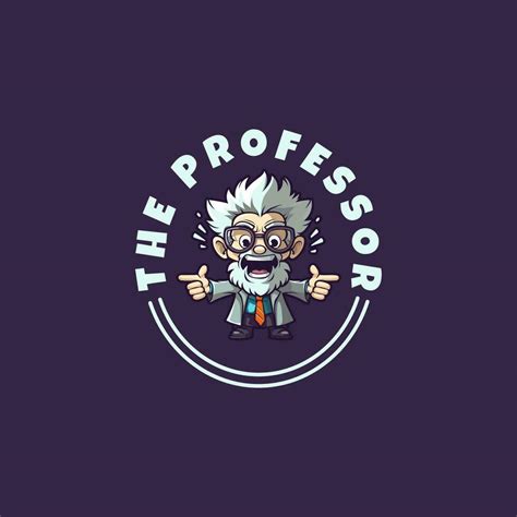 funny professor shouted logo design template vector icon illustration ...