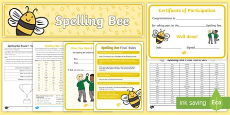 Spelling Bee Words for Kids - KS1 Resource Pack - 5-7 years