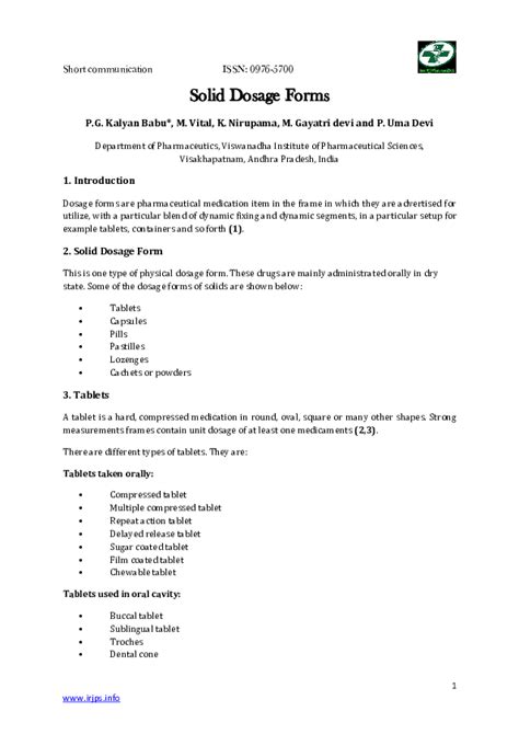 (PDF) Solid Dosage Forms