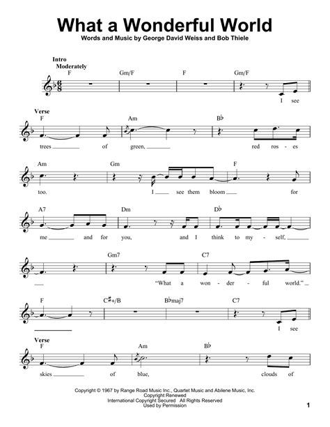 What A Wonderful World by Louis Armstrong Sheet Music for Pro Vocal at ...