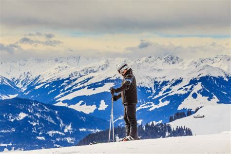 Skier on the Slopes of the Ski Resort of Brixen Im Thale. Tyrol Editorial Photography - Image of ...