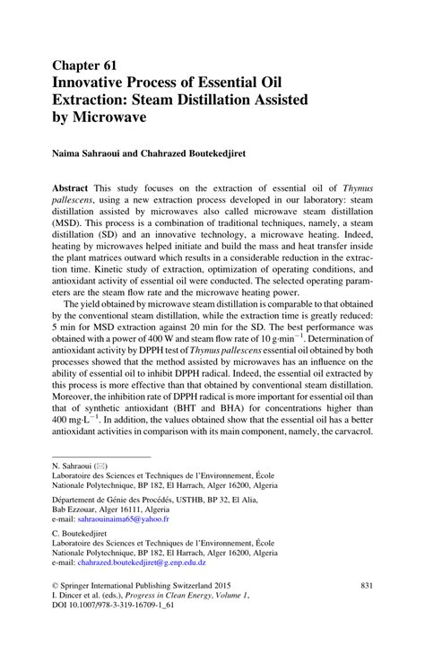 (PDF) Innovative Process of Essential Oil Extraction: Steam Distillation Assisted by Microwave