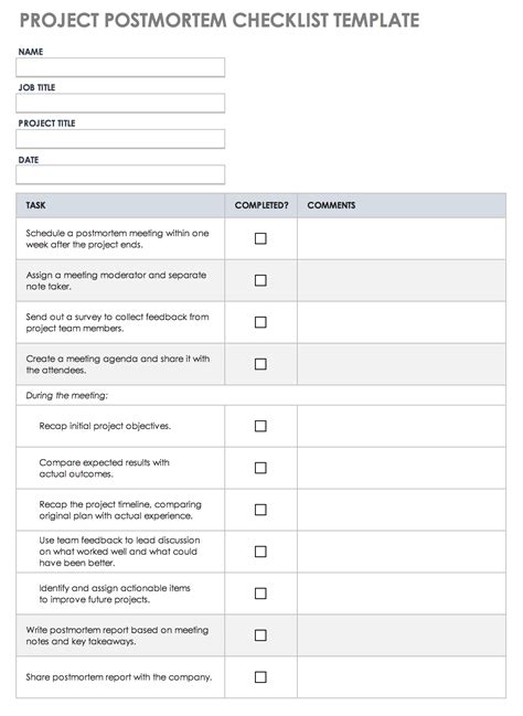 Free Project Post-mortem Templates | Smartsheet