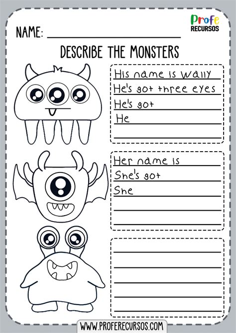 Worksheet Monsters for kids | Partes del cuerpo, Juegos educativos, Cuerpo