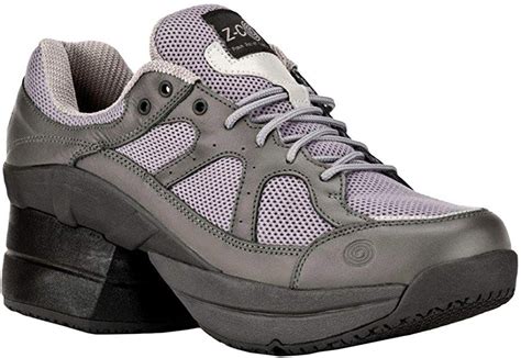 Amazon.com | Z-CoiL Women's Liberty Slip Resistant Enclosed Coil Gray Leather Tennis Shoe 6 E US ...