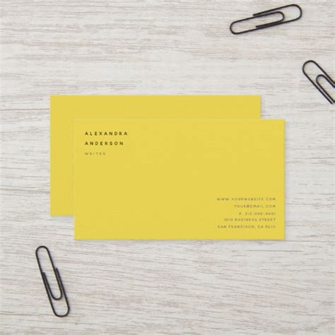 Minimalist Yellow Professional Business Card | Zazzle.com | Professional business cards ...