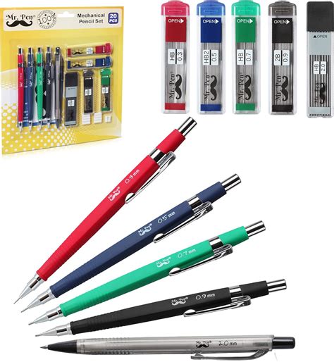 Mr. Pen Mechanical Pencil Set with Lead and Eraser Refills, 5 Sizes - 0.3, 0.5, 0.7, 0.9 and 2 ...