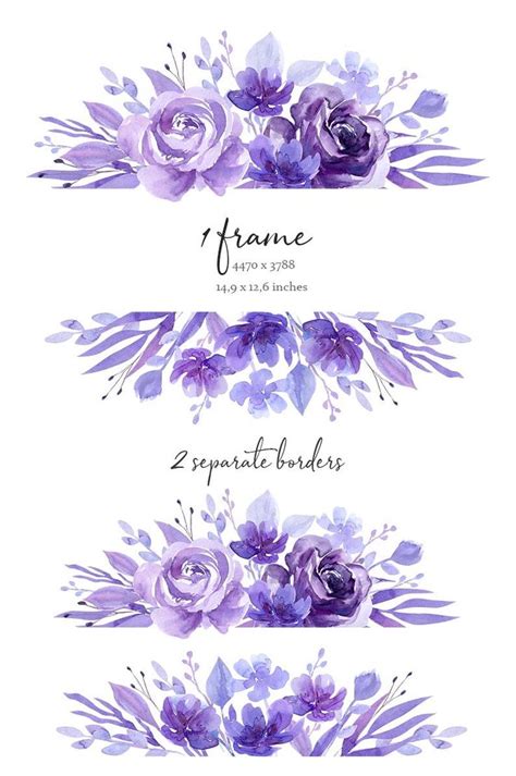 Purple Flower Frame Clipart, Floral Border Png, Floral Frame Clipart ...