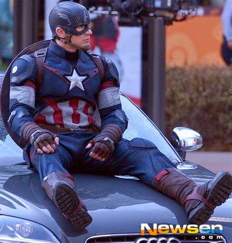 New photos of Captain America on set for Avengers: Age of Ultron gives ...