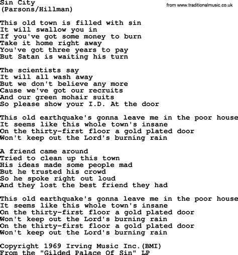 Sin City, by The Byrds - lyrics with pdf