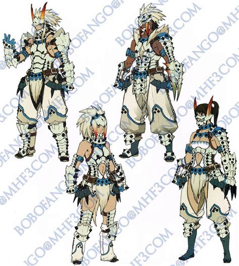 four different poses of an anime character with white hair and blue ...