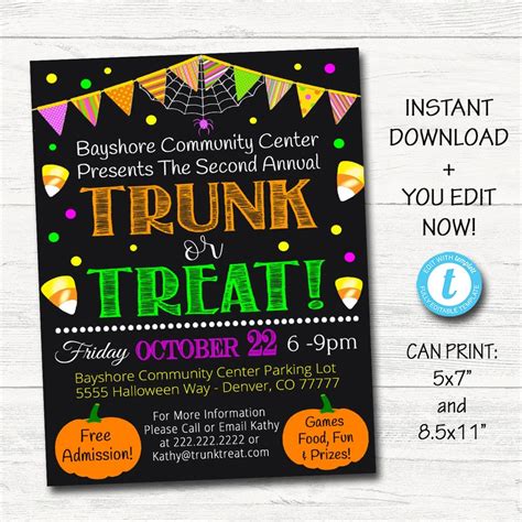 EDITABLE Trunk or Treat Flyer/invitation Printable Halloween - Etsy