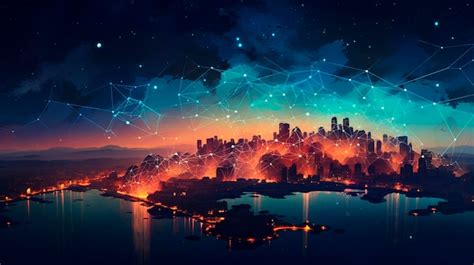 Premium AI Image | Digital world map in night city Generative AI