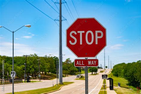 stop all way. road sign of all way stop. caution red roadsign ...