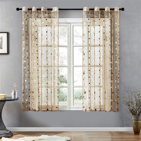 Amazon.com: Top Finel Embroidered Dot Voile Sheer Curtains 63 Inch ...