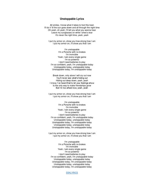 Unstoppable Lyrics | PDF