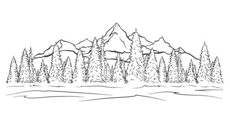 Mountain Scenery Drawing Outline