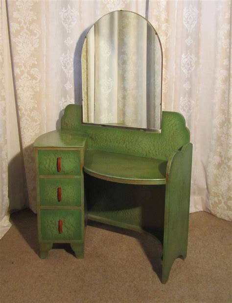Art Deco Green & Gold Odeon Style Dressing Table - Antiques Atlas