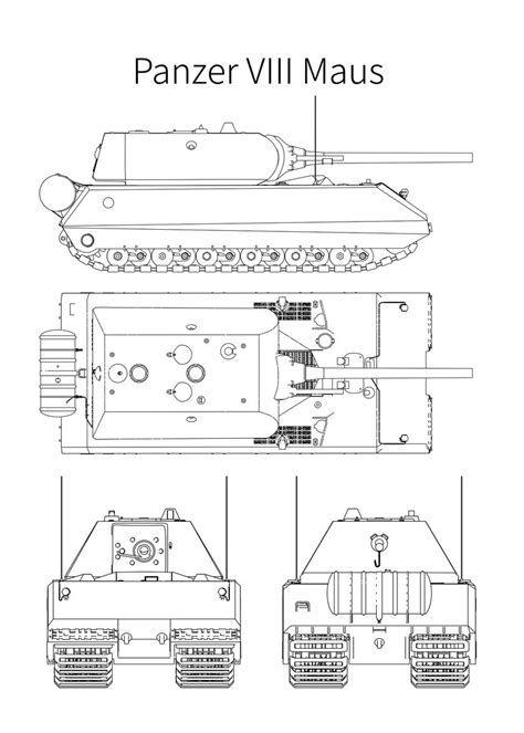 'Maus Tank Blueprint' Poster, picture, metal print, paint by POTATO ...