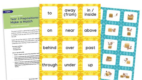 Year 3 Prepositions – KS2 Grammar Games: Make a Match | Plazoom