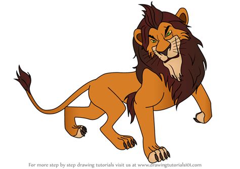 How to Draw Scar from The Lion King (The Lion King) Step by Step | DrawingTutorials101.com