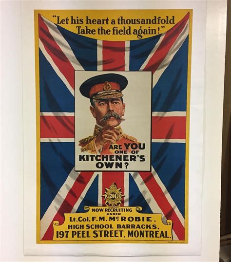 Canada WW1 recruitment poster featuring Lord Kitchener. One of the ...