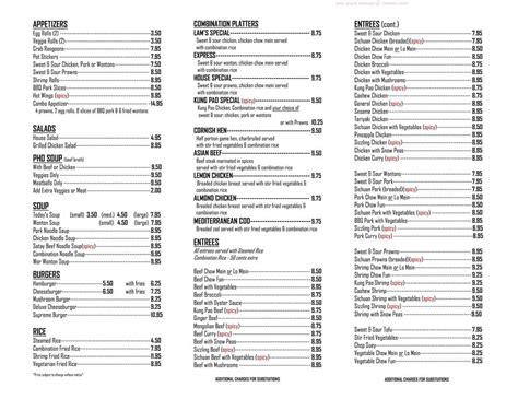 Menu at Orient Express Restaurant, Whitefish