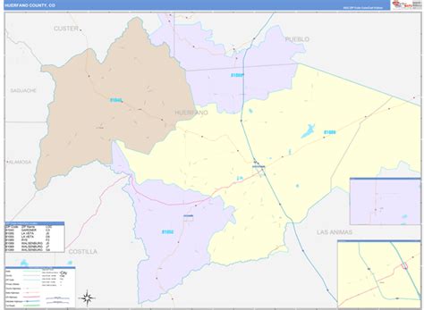 Huerfano County, CO Wall Map Color Cast Style by MarketMAPS - MapSales