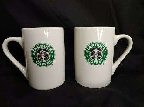 Set of 2 2008 Starbucks Mug 10 oz Coffee mugs Original Style Cup White Green | Starbucks mugs ...