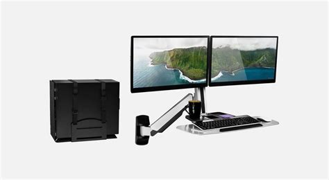 Mount-lt! Wall Mounted Dual Monitor Workstation