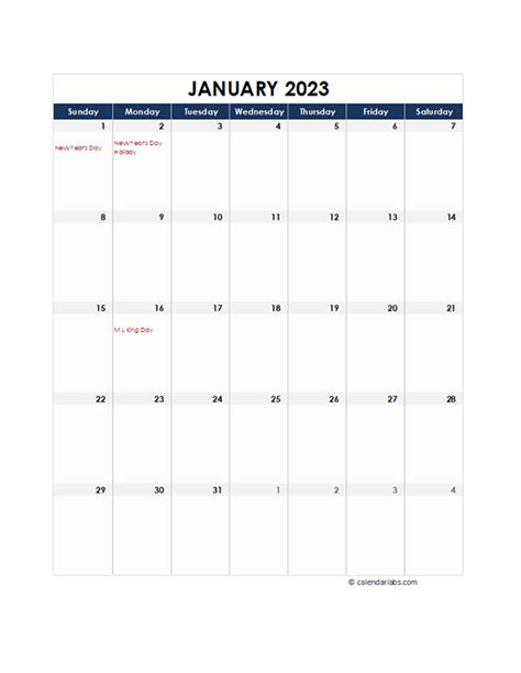 2023 Excel Monthly Calendar Template - Free Printable Templates