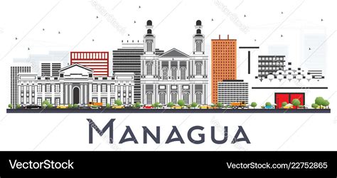 Managua nicaragua skyline with gray buildings Vector Image